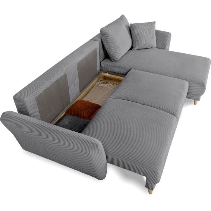 CLAUDIUS Reversible hoekbank - 3/4 zitplaatsen - Stof Lincoln Antraciet - Opbergruimte - 244 x 158 x 86 cm