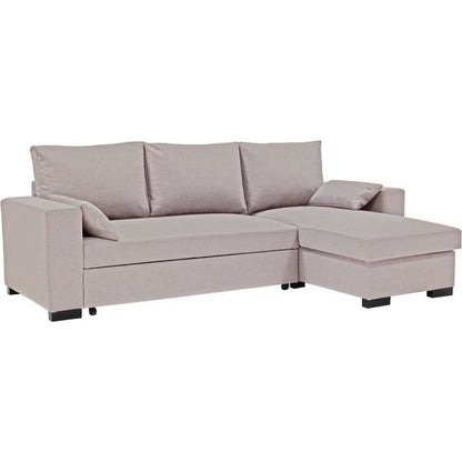 MORGAN Converteerbare hoekbank - 3 plaatsen - Beige met ladekast en decoratieve kussens