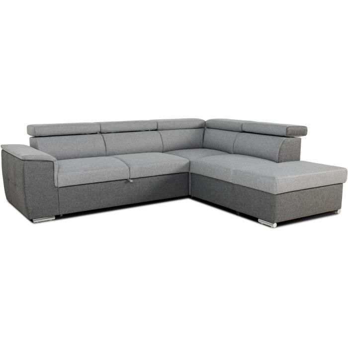 DAYTONA Reversible hoekbank - 5 plaatsen - Grijze en antraciet stof - 260 x 77 / 94 x 216 cm