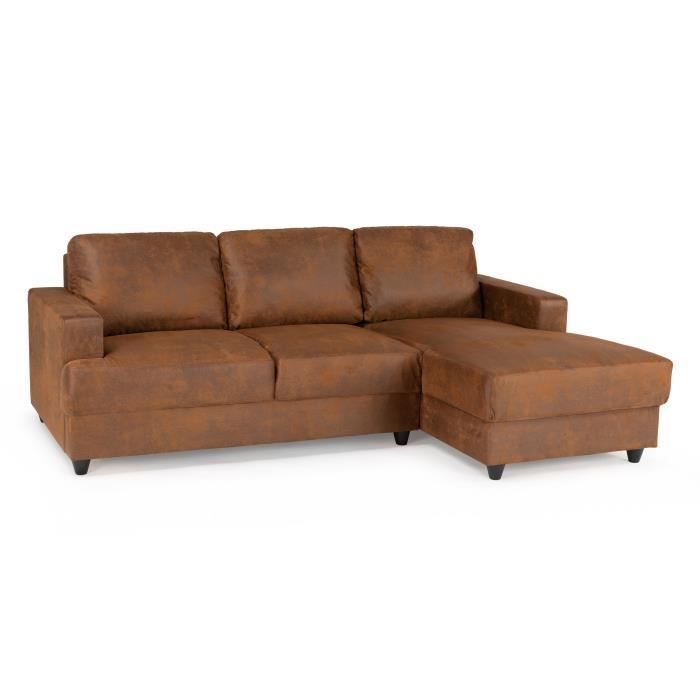 PAUL 4-zits hoekbank - Vintage bruine stof - Hedendaags - L 215 x D 140 cm