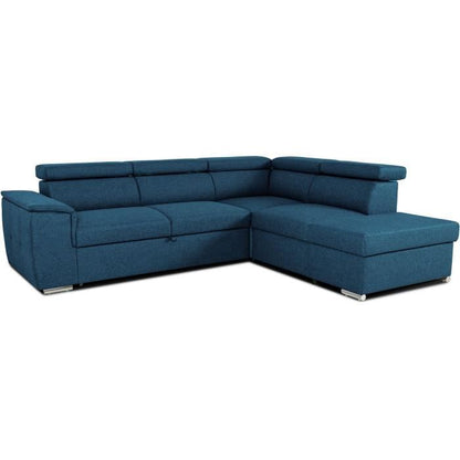 DAYTONA Reversible hoekbank met commode - 5 plaatsen  - Blauwe stof - 260 x 94 x 216 cm