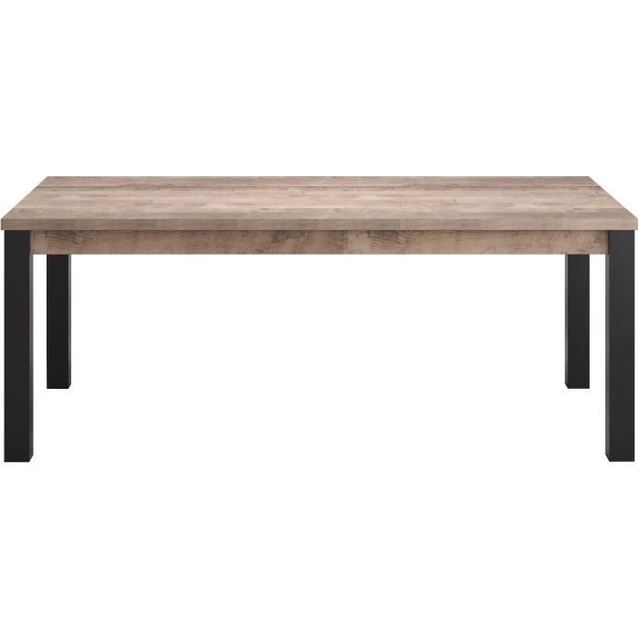 EMILE eettafel voor 10 personen - Tabaksbruin eiken en matzwarte melamine - L200 x D100 x H77 cm - TRENDTEAM