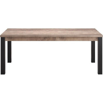 EMILE eettafel voor 10 personen - Tabaksbruin eiken en matzwarte melamine - L200 x D100 x H77 cm - TRENDTEAM