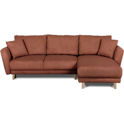 CLAUDIUS Reversible hoekbank - 3/4 zitplaatsen  - Lincoln Terracotta stof - Opbergruimte - 244 x 158 x 86 cm