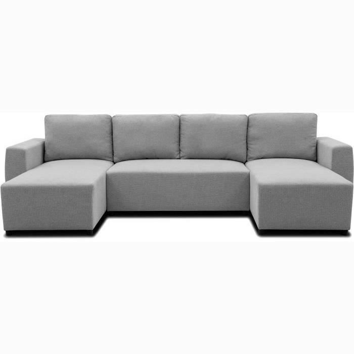 PHARELL 5/6-zits panoramische converteerbare hoekbank - Muisstof - Opbergdoos - L297 x D155 x H71/85 cm