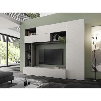 TV-wandmeubel - PRATO - Steenlook grijs - 277 x 40 x 210 cm