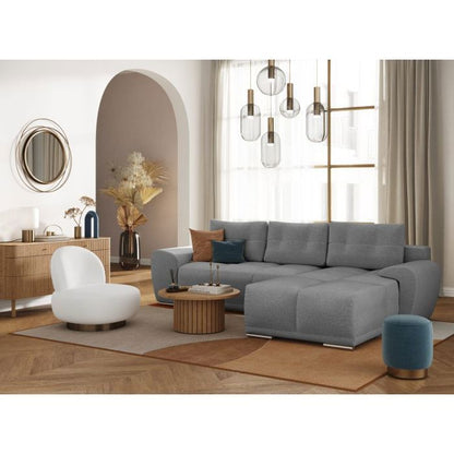 CABELLO converteerbare hoekbank in grijze stof - LOUNGITUDE - Rechte hoek - Occasioneel - 140 x 210 cm