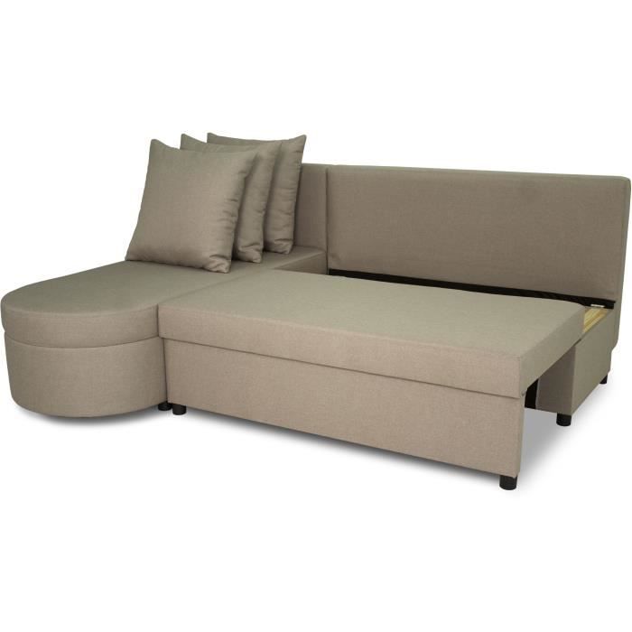 JEN 3-zits omkeerbare converteerbare hoekbank - Beige stof - Eigentijdse stijl - L196 x H88 x D159 cm