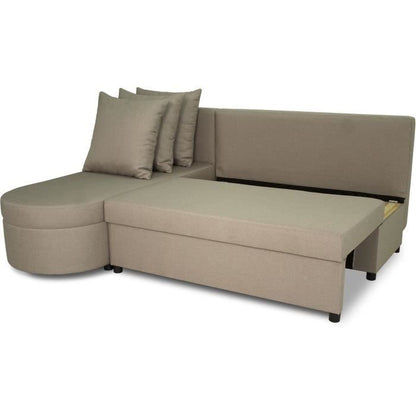 JEN 3-zits omkeerbare converteerbare hoekbank - Beige stof - Eigentijdse stijl - L196 x H88 x D159 cm