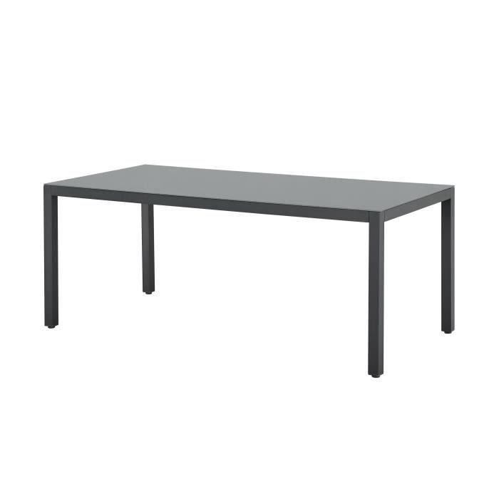 Tuinset: tafel van 180 cm + 8 stoelen - Aluminium structuur - Blad van gehard glas - Grijs
