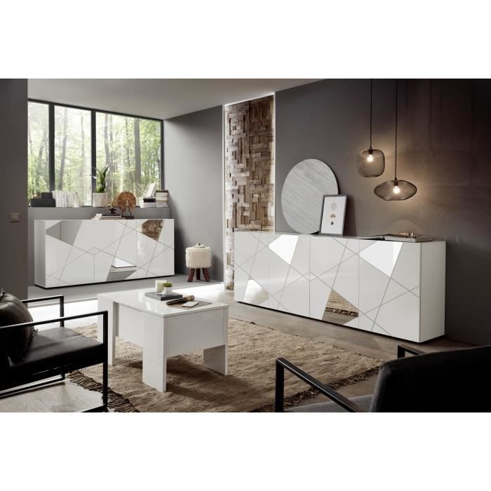 Tv-meubel - Briljant gelakt wit met spiegelschermafwerking - L181 x D43 x H57 cm - Victory