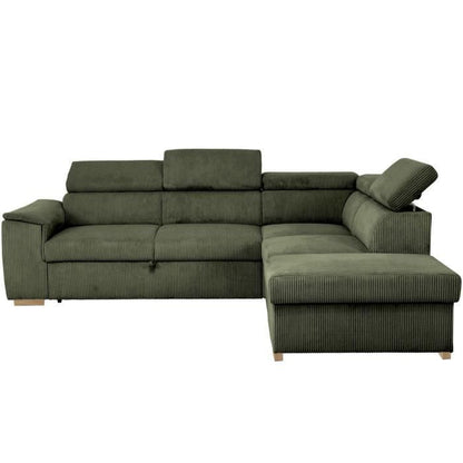 DAYTONA Omkeerbare hoekbank - 5 zitplaatsen  - Khaki fluweel - Opbergbox - L260 x H94 x D216 cm