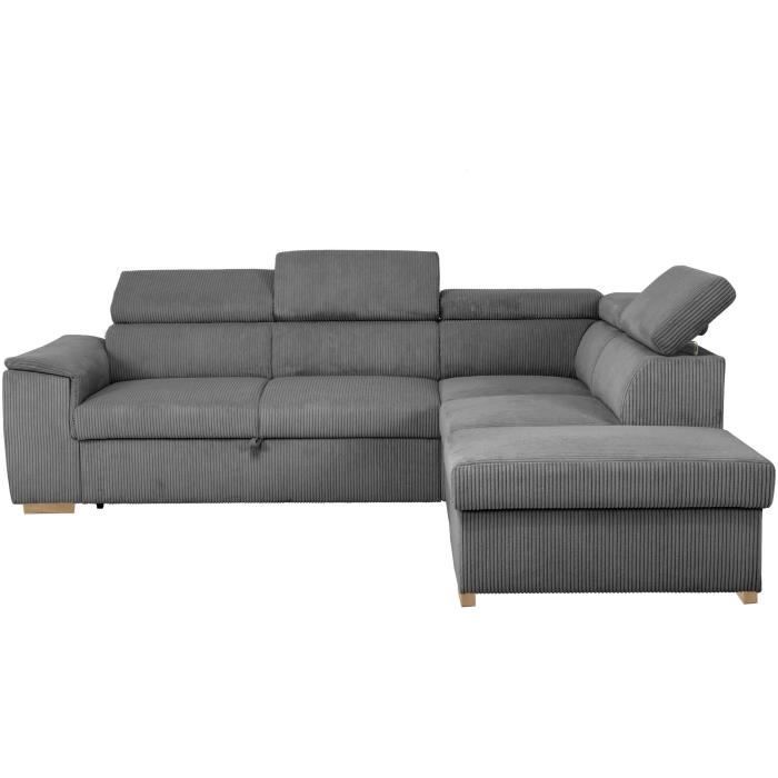 DAYTONA Omkeerbare hoekbank - 5 zitplaatsen - Stof Lincoln Antraciet - Opbergruimte - 260 x 216 x 94 cm