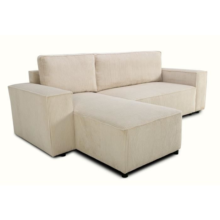 JOSH omkeerbare hoekbank - 4 zitplaatsen - Parel corduroy stof - Opbergruimte - 242 x 155 x 86 cm