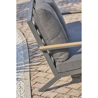 Lage tuinmeubelen - Aluminium - DCB GARDEN - 5 plaatsen - Antracietgrijs en polywood - KOMMOS