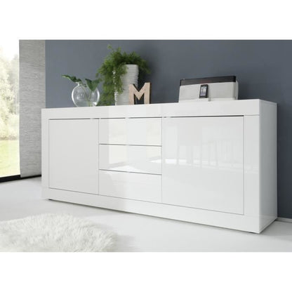 Basico buffet 2 deuren 3 wit gelakte laden - L210XP42XH85.8 cm