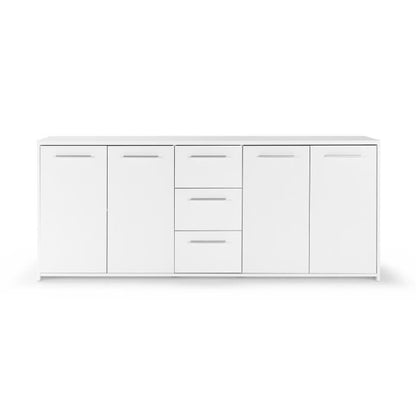 Lage dressoir 4 deuren 3 laden - Mat wit - L 179 x D 42 x H 74,5 cm