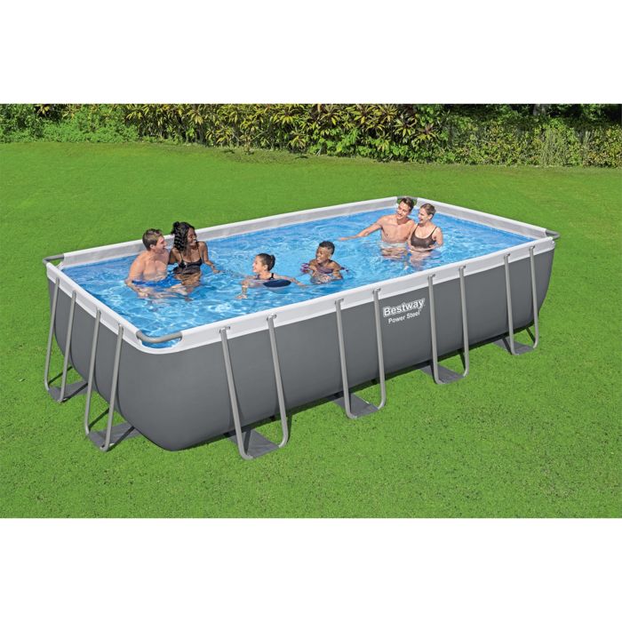 Bestway Power Steel 549x274x122 cm buisvormig bovengronds zwembad met 5.678 L/H cartridgefilter, afdekking en ladder
