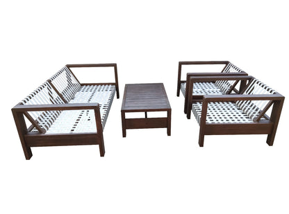 Zambra Loungeset - 4 stuks - Gevlochten Outdoor Off White