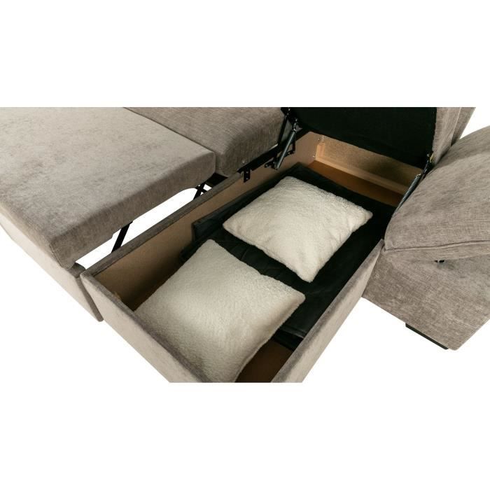 CANDY omkeerbare hoekbank - 4 zitplaatsen  - Beige stof - Opbergruimte - 297 x 148 x 85 cm - CASAPY