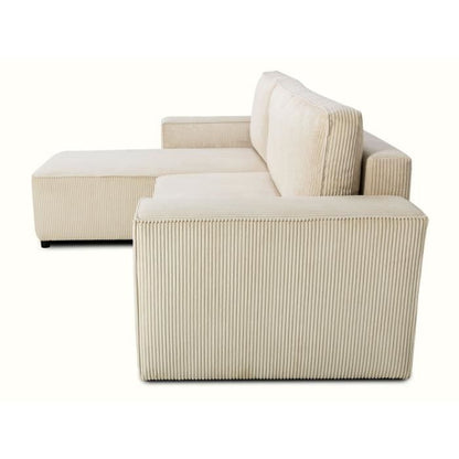JOSH omkeerbare hoekbank - 4 zitplaatsen - Parel corduroy stof - Opbergruimte - 242 x 155 x 86 cm