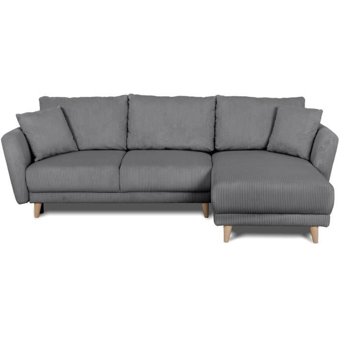 CLAUDIUS Reversible hoekbank - 3/4 zitplaatsen - Stof Lincoln Antraciet - Opbergruimte - 244 x 158 x 86 cm