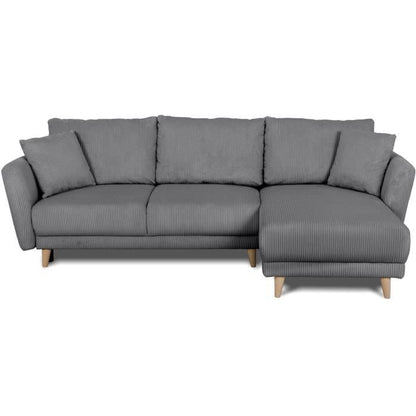 CLAUDIUS Reversible hoekbank - 3/4 zitplaatsen - Stof Lincoln Antraciet - Opbergruimte - 244 x 158 x 86 cm