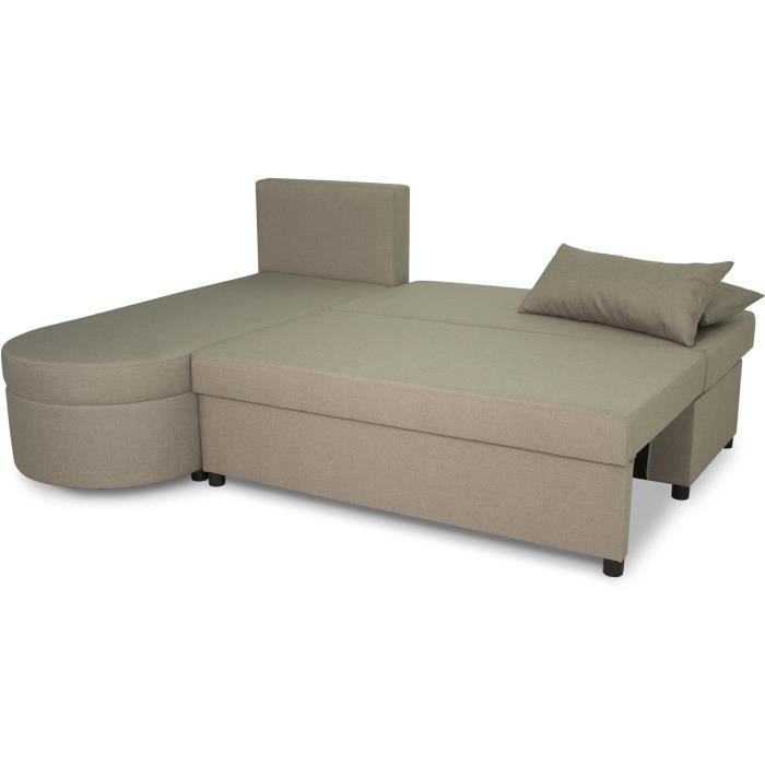 JEN 3-zits omkeerbare converteerbare hoekbank - Beige stof - Eigentijdse stijl - L196 x H88 x D159 cm