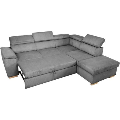 DAYTONA Omkeerbare hoekbank - 5 zitplaatsen - Stof Lincoln Antraciet - Opbergruimte - 260 x 216 x 94 cm