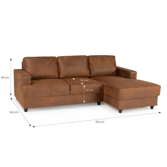 PAUL 4-zits hoekbank - Vintage bruine stof - Hedendaags - L 215 x D 140 cm
