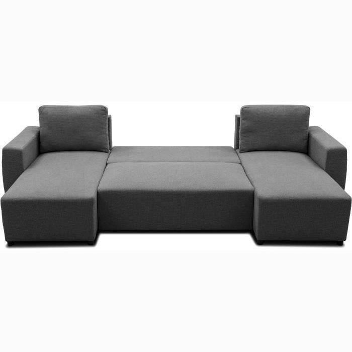 PHARELL 5/6-zits panoramische hoekbank - Antraciet stof - Opbergdoos - L297 x D155 x H71/85 cm