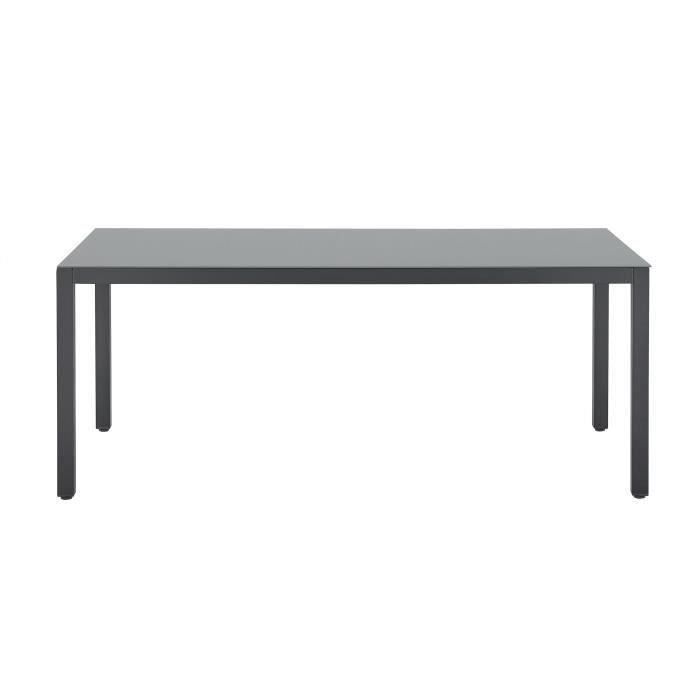 Tuinset: tafel van 180 cm + 8 stoelen - Aluminium structuur - Blad van gehard glas - Grijs
