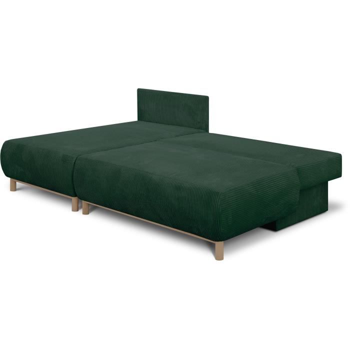 MIKA hoekbank links  3-zits - Donkergroene corduroy stof - Opbergvak - 192 x 84 x 93 cm