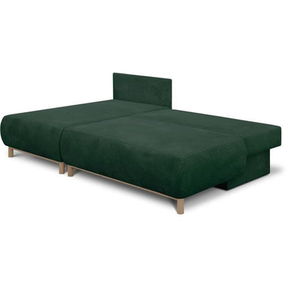 MIKA hoekbank links  3-zits - Donkergroene corduroy stof - Opbergvak - 192 x 84 x 93 cm