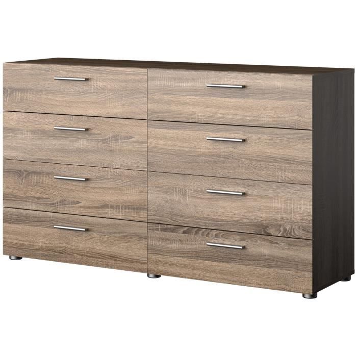 TYHJA ladekast met 8 lades - Chene Truffel - B 140 x D 40 x H 82 cm