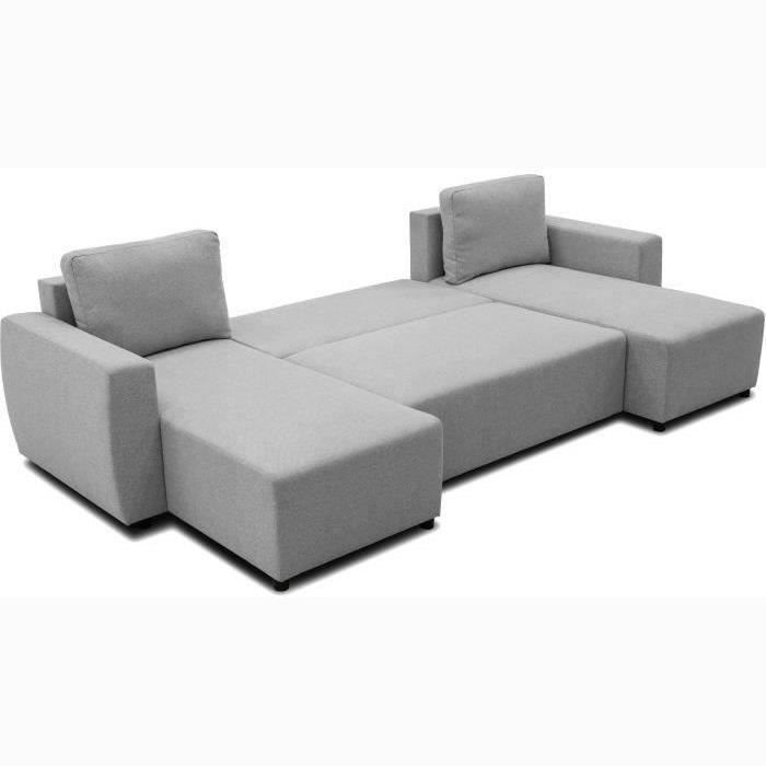 PHARELL 5/6-zits panoramische converteerbare hoekbank - Muisstof - Opbergdoos - L297 x D155 x H71/85 cm