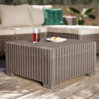 Tuinmeubelen - In gevlochten rattan imitatiehars - Allibert door Keter - 5 personen - Moorea - Cappuccino