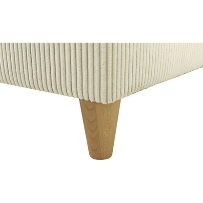 WESTON 4-zits slaapbank - Beige ribfluweel - Verstelbare hoofdsteunen - 259 x 227 x 77/92 cm