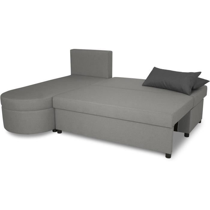 JEN 3-zits omkeerbare converteerbare hoekbank - Grijze stof - Eigentijdse stijl - L196 x H88 x D159 cm