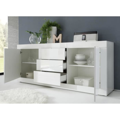 Basico buffet 2 deuren 3 wit gelakte laden - L210XP42XH85.8 cm