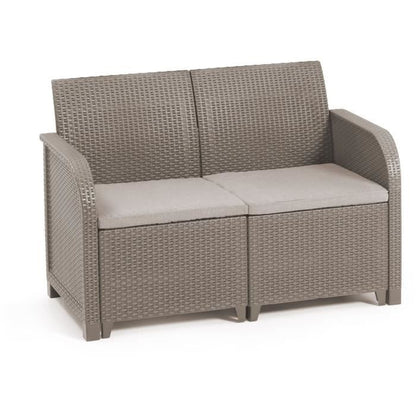 Tuinmeubelen - Gemaakt van gevlochten imitatie rattanhars - Allibert door Keter - 4 personen - Sanremo - Cappuccino