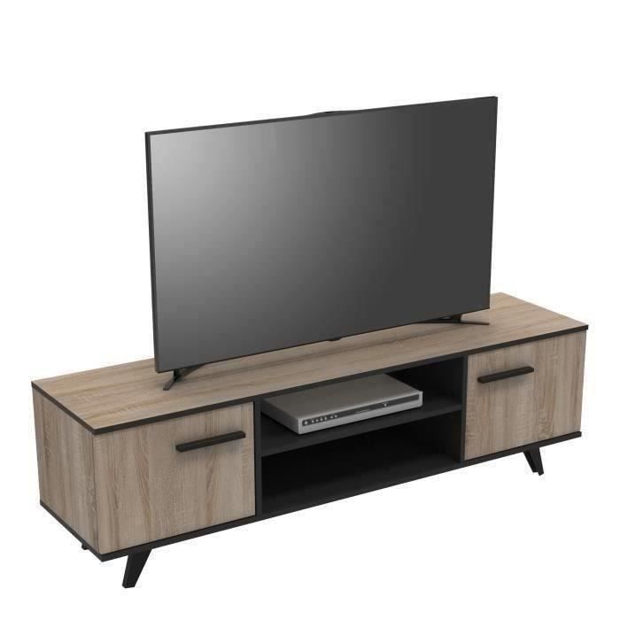 TV Kast Tafel Boffet Tafel Wayne - Melamine - Scandinavische stijl - geborsteld en Black Oak