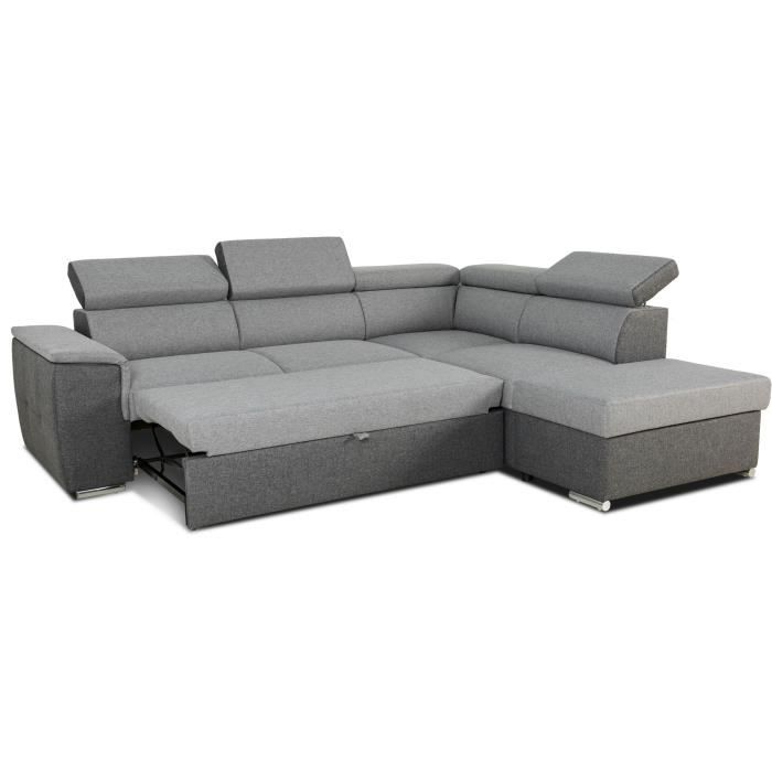 DAYTONA Reversible hoekbank - 5 plaatsen - Grijze en antraciet stof - 260 x 77 / 94 x 216 cm