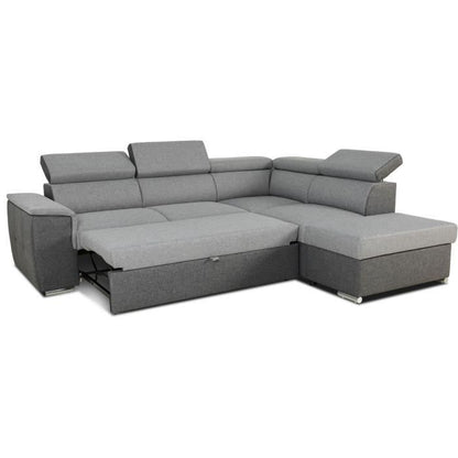 DAYTONA Reversible hoekbank - 5 plaatsen - Grijze en antraciet stof - 260 x 77 / 94 x 216 cm