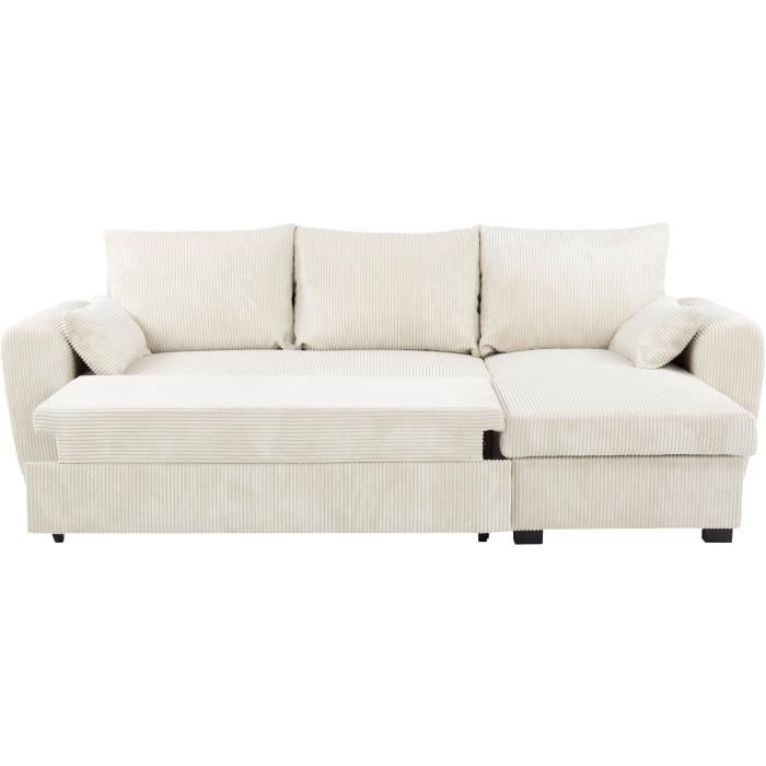 MAX Omkeerbare hoekbank - 3 zitplaatsen - Stof Lincoln Beige - Opbergruimte - 240 x 143 x 85 cm