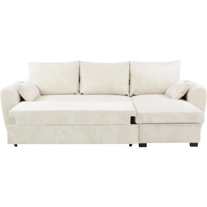 MAX Omkeerbare hoekbank - 3 zitplaatsen - Stof Lincoln Beige - Opbergruimte - 240 x 143 x 85 cm