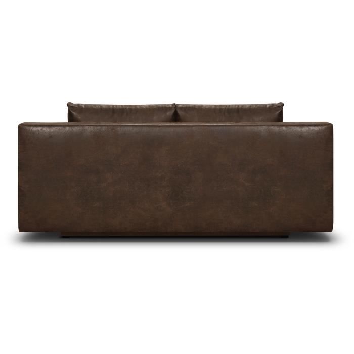 MIKA 3-zits slaapbank - Donkerbruin vintage leder - Opbergruimte - 192 x 84 x 93 cm