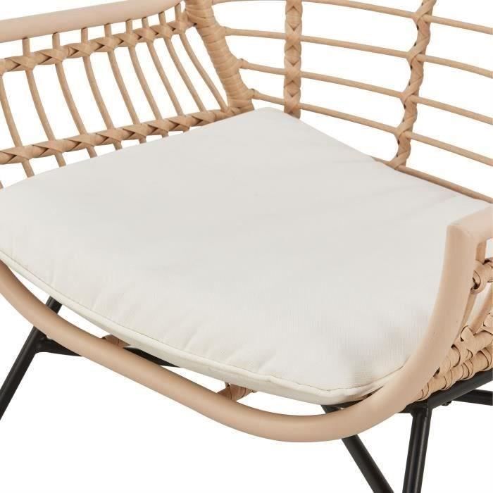 SUMATRA tuinmeubelen: salontafel + 2 fauteuils - Ecru geweven hars