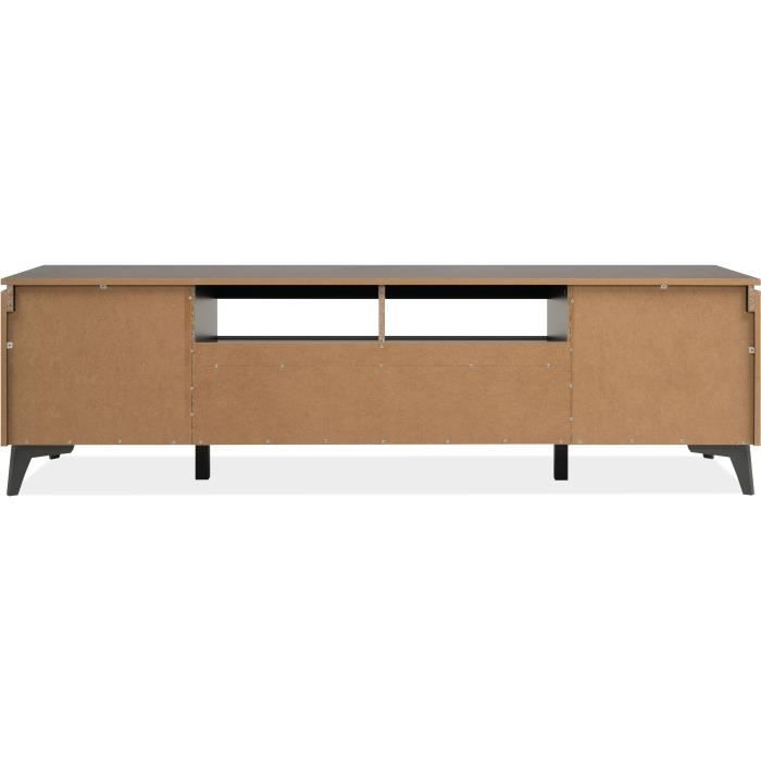 TV-meubel - Bertrix 56A - Leisteen/antraciet - 177x51,5x40 cm - 2 deuren - 1 lade - 2 nissen