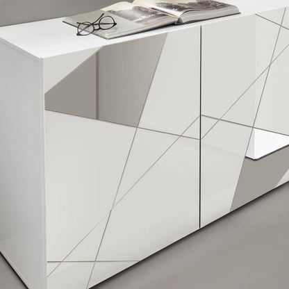 Tv-meubel - Briljant gelakt wit met spiegelschermafwerking - L181 x D43 x H57 cm - Victory
